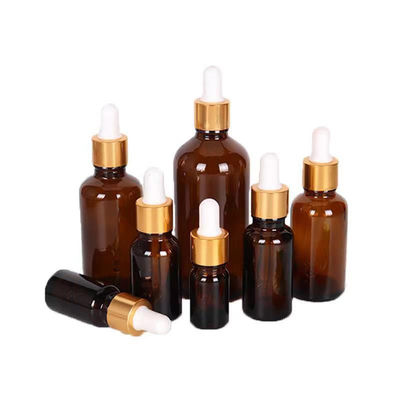 5/10/15/20/30/50/100ML Assorted Sizes Amber Glass Dropper Bottles with Dropper Lids for Cosmetic Oil