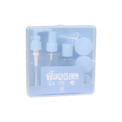 50ml 7pcs 세트 플라스틱 여행 세트 병 지퍼 가방 세트 화장품 컨테이너 스프레이 플립 캡