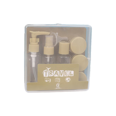 50ml 7pcs 세트 플라스틱 여행 세트 병 지퍼 가방 세트 화장품 컨테이너 스프레이 플립 캡