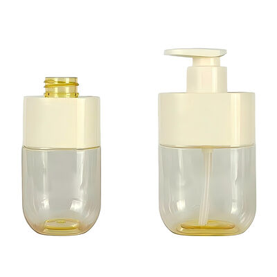 프리미엄 300ml 평면 로션 펌프 병 맞춤 색상 어깨 장갑 투명 몸 럭셔리 피부 관리 포장
