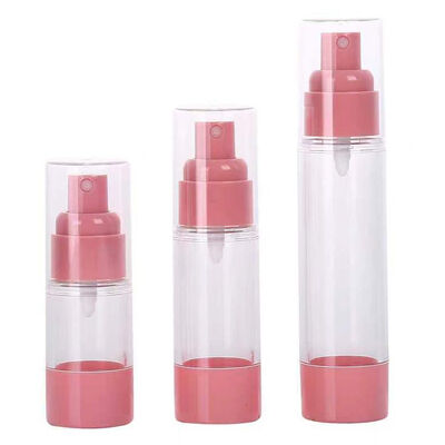 분홍색 맑은 공기 없는 진공 스프레이 병 15ml 30ml 50ml 다시 채워질 수 있는 미니 화장품 얇은 안개 스프레이어 휴대용 여행 빈 피부 관리 토너 향수 원자화 플라스틱 뷰티 포장 용기