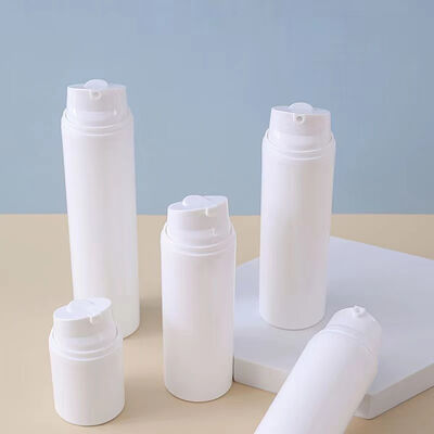 맞춤형 화이트 스냅 잠금 공기 없는 진공 펌프 병 피부 관리 로션 세럼 30/50/75ml 컨테이너 사용자 지정 로고 색상