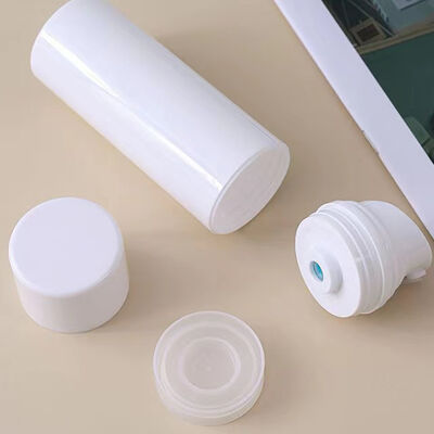 맞춤형 화이트 스냅 잠금 공기 없는 진공 펌프 병 피부 관리 로션 세럼 30/50/75ml 컨테이너 사용자 지정 로고 색상