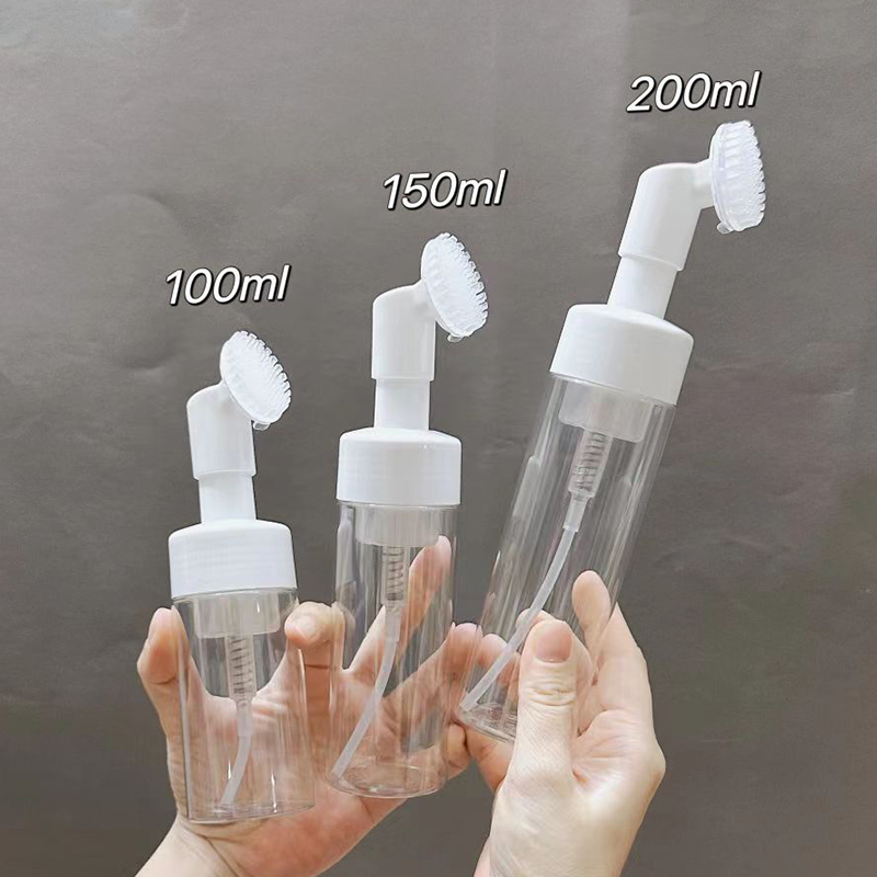 100ml 200ml 화장품 실리콘 브러시 폼 펌프 병 얼굴 청소용 재사용 플라스틱 분배기 비누 펌프 분배기