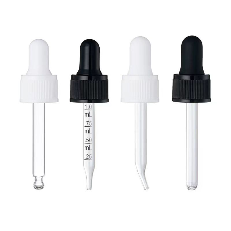 18/415 Glass Dropper Pipette Plastic Dropper Cap for Essential Oil Serum Cosmetic Bottles